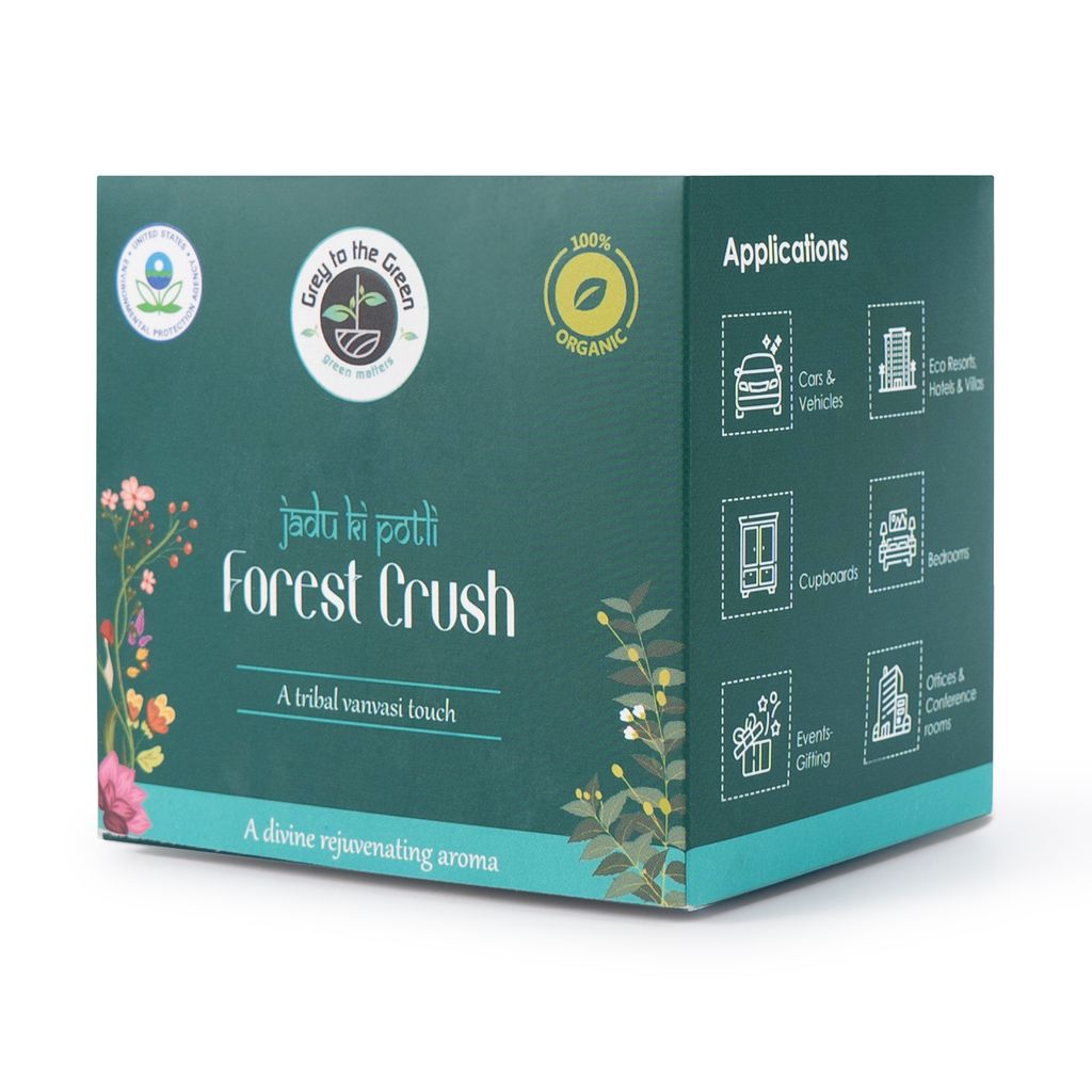 Forest Crush - Wild Flowers with rich heritage aroma, Organic, Car Freshner | 60 Days Freshness | For Home, Kitchen,Office, washroom | Tribal Western Ghats | Luxury | US-EPA registered | 30 Grams