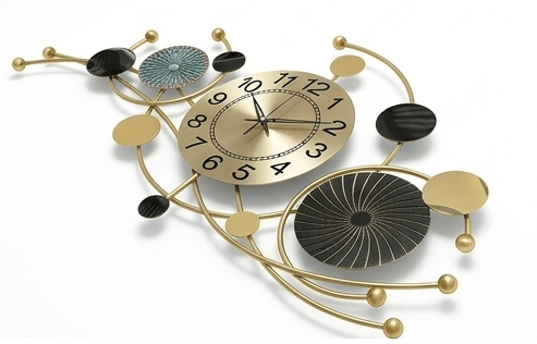 Contemporary Abstract Galactic Metal Wall Clock – Gold & Black Celestial Design view 2