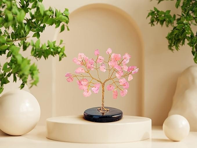 Rose Quartz Crystal Money Tree Car Dashboard Decor Good Luck Ornament view 2