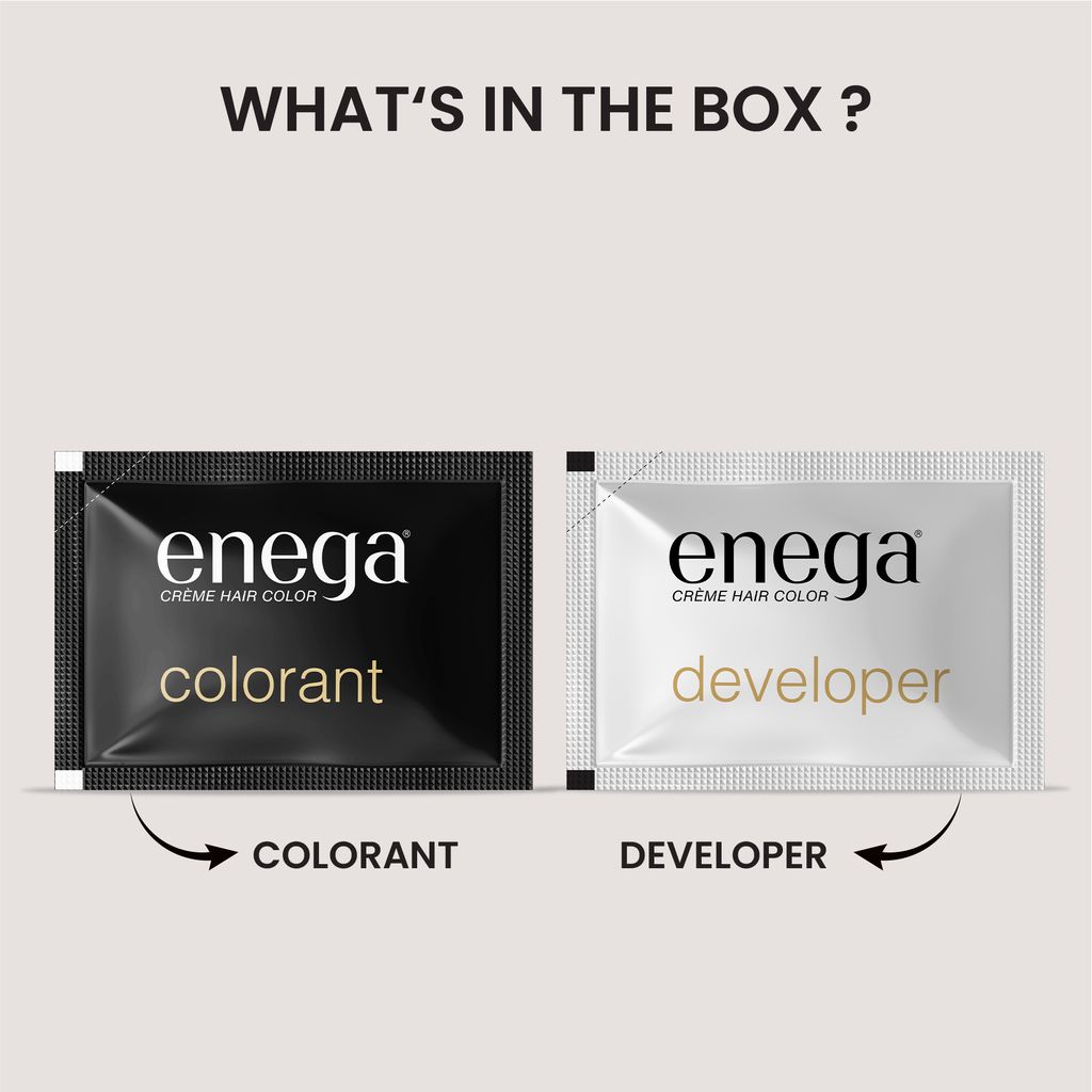 Enega Natural Black Creme Hair Color with Developer - No Ammonia, Long-Lasting Grey Coverage, Nourishing Formula view 2