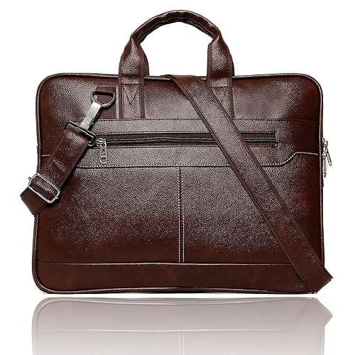 KAISHWA Brown Leather Messenger Bag for Men - 15.6 Inch Laptop Briefcase with Adjustable Shoulder Strap and Multiple Pockets view 2