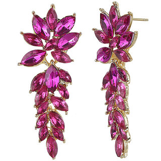Multicrystals Dangler Earrings for Girls Alloy Material Made in India Earrings for Women's Fashion Jewellery for Party view 2
