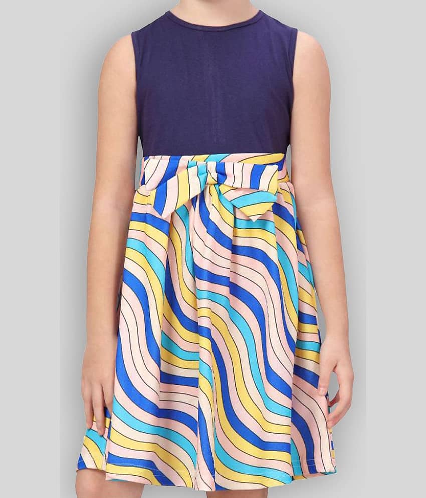 K&U Cotton Blend A-line Dress For Girls ( Pack of 1 , Blue ) view 2