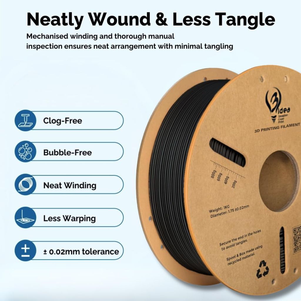 3idea Hyper ABS+ HS High-Speed 3D Printer Filament, 1.75mm Grey, Net Weight - 1KG Spool – High Toughness, Strong Layer Adhesion, Low Warping, Pro Grade Print Quality, ±0.02mm Precision view 2
