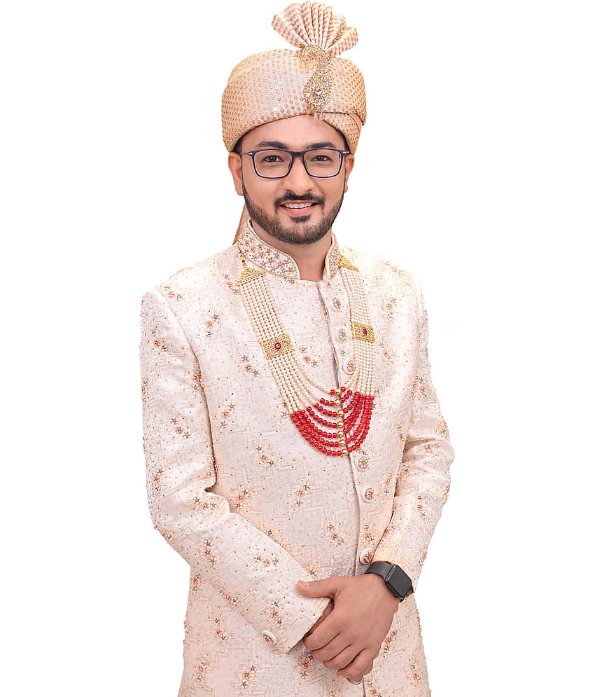 RAADHE CREATION Pearl Necklace Jewellery for Groom Seven Line Dulha Moti Mala Haar for Men view 2