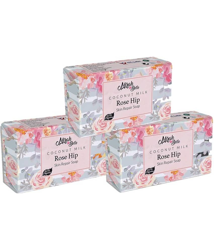 Mirah Belle - Organic Coconut Milk, Rosehip Skin Repair Soap 125gm(Pack of 3) -For Anti-Aging & Anti-Acne- Handmade Soap 375gm view 2