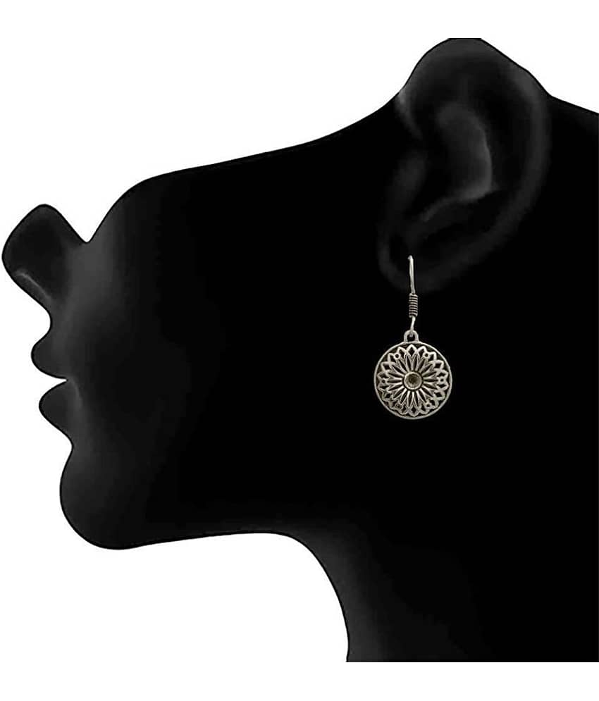 JFL - Traditional Ethnic Handmade German Silver Plated Oxidised Designer Earring for Women & Girls view 2