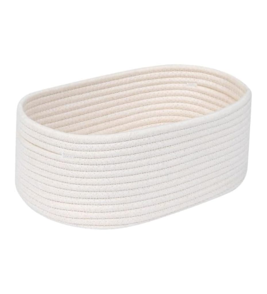 Generic Cotton Oval 10x7x5 Inch Bedside Organizer With Out Lid (White)-PID66451 view 2