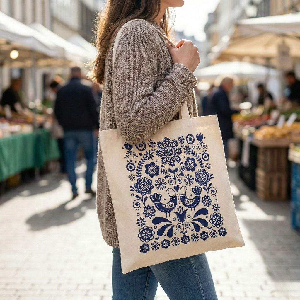 Printed Canvas Tote Bag (Without Zip) view 2