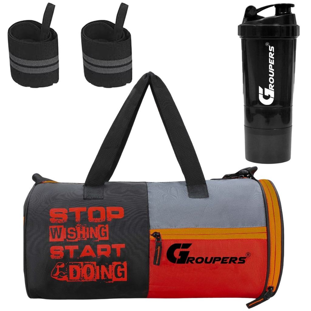 GROUPERS SWSD Duffel Bag l Gym Bags lWrist Band Support l Gym Shaker Bottle- 700 ML (Black) view 2