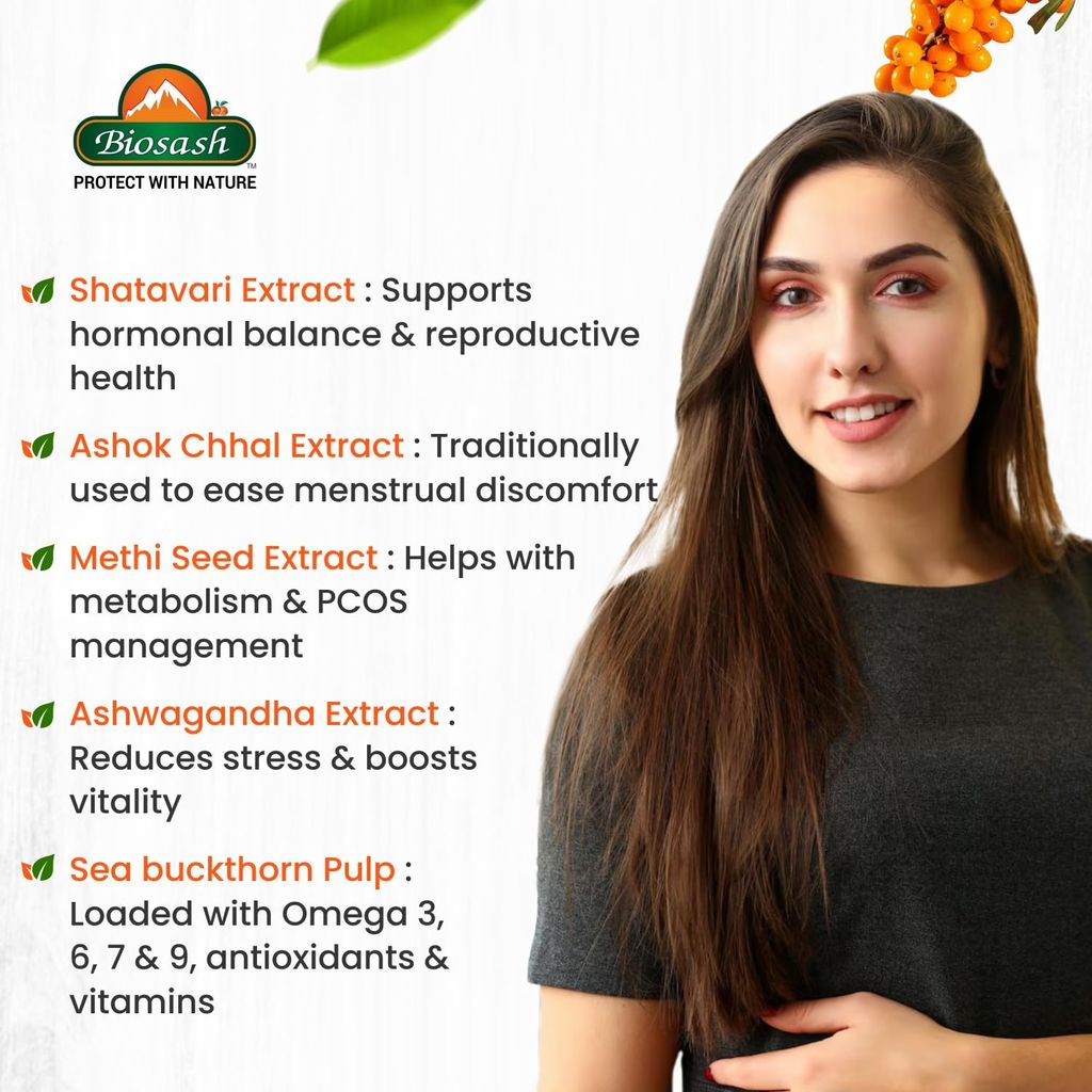 Sea Buckthorn FEMSASH Juice 250ml | Cold-Pressed from Certified Organic Berries | With Shatavari, Ashok Chal, Ashwagandha & Herbs | Omega 3 6 7 9 | No Added Sugar | Women’s Wellness & Vitality view 2