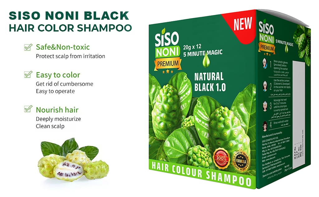Siso Premium Noni Black Hair colour shampoo 20g Pack of 6 | Ammonia Free hair color for women view 2