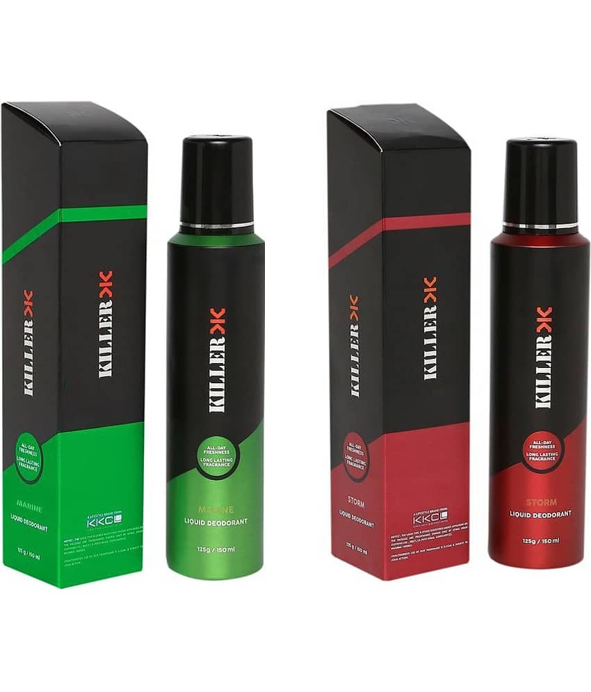Killer MARINE & STORM combo pack of 2 no gas Deodorant Spray for Men 150 ml ( Pack of 2 )