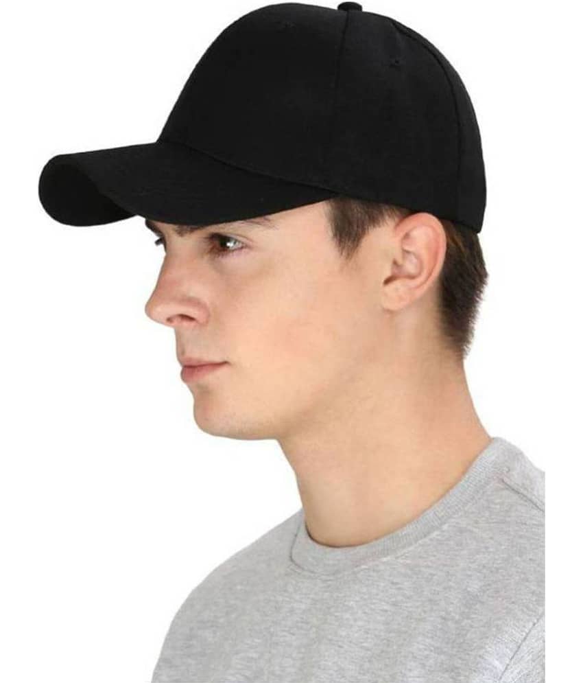 Bolax Black Plain Cotton Caps view 2