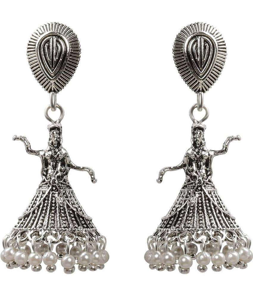 SILVER SHINE Attractive Silver Dancing Women Jhumki Earrings view 2