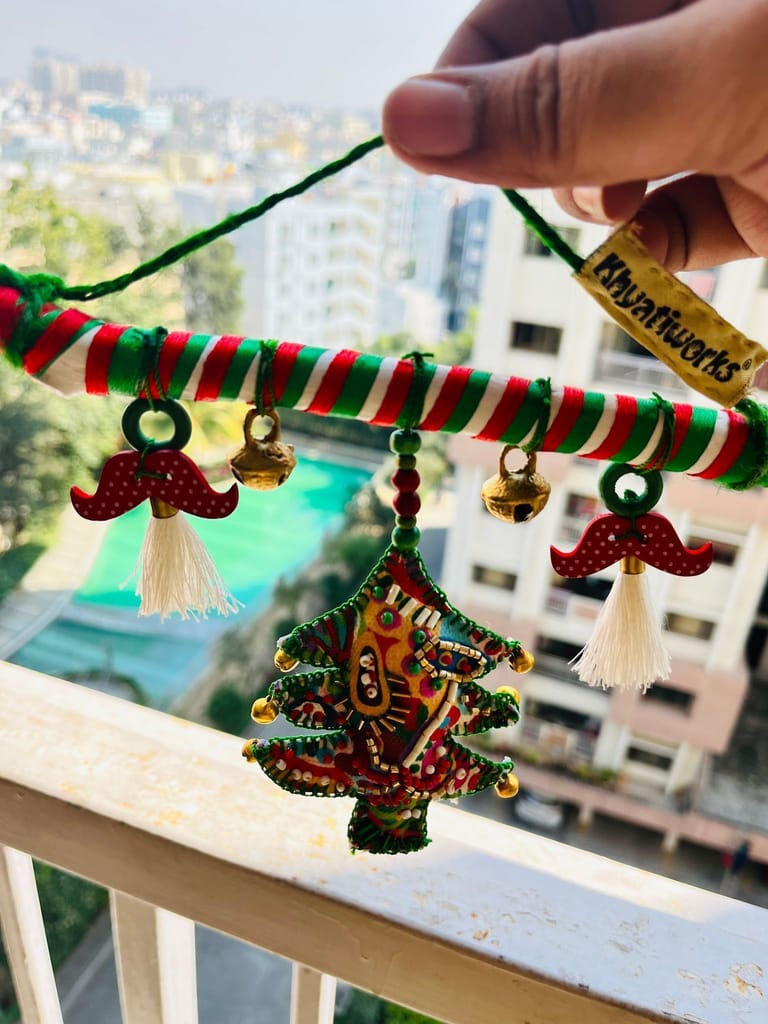 XMas special hangings - Christmas tree with beautiful embroidery - for door or wall view 2