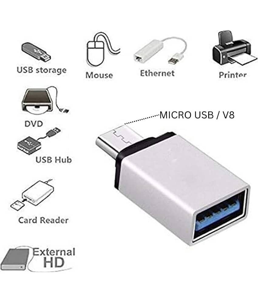 THRFITKART - 2PC Converter combo , (1pc) V8 to Type-c and (1pc) V8 to USB, adapter. view 2