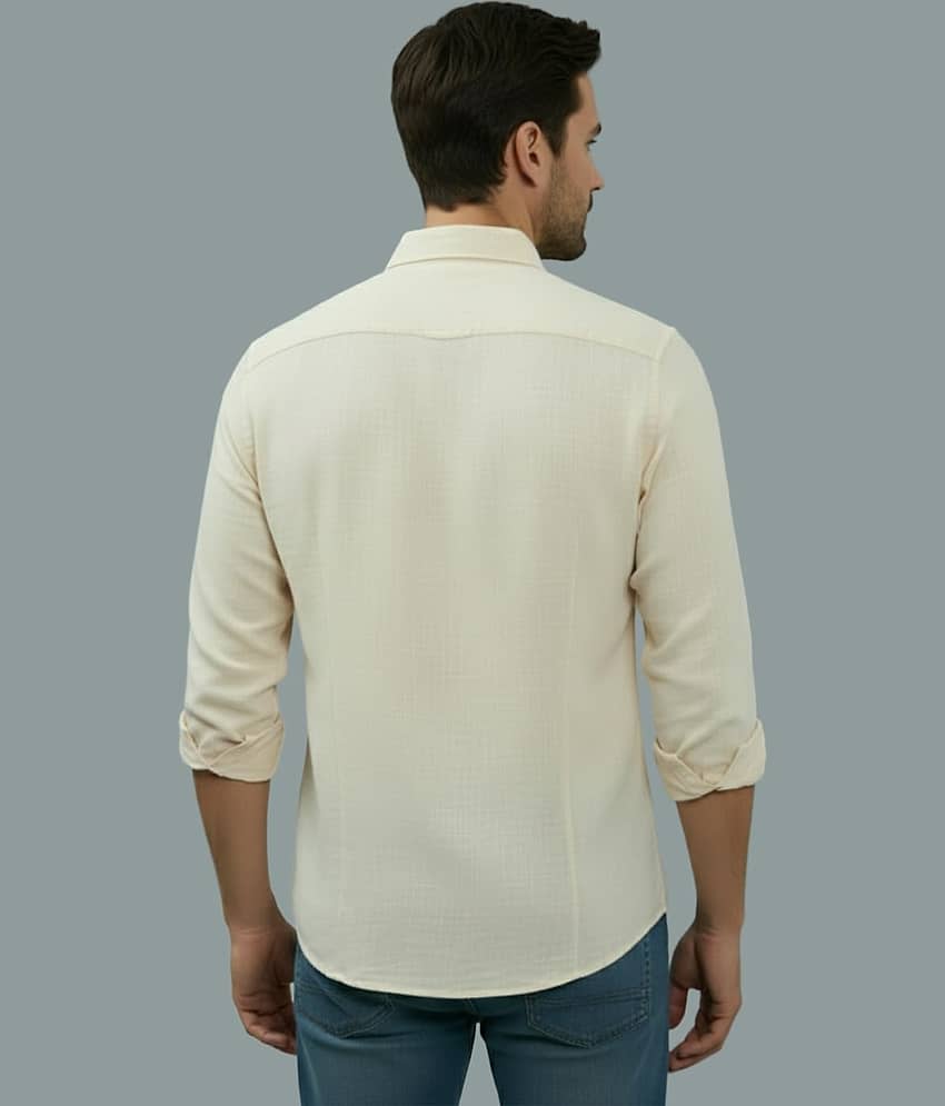 UNI VIBE Cotton Blend Slim Fit Full Sleeves Men's Formal Shirt - Beige ( Pack of 1 ) view 2