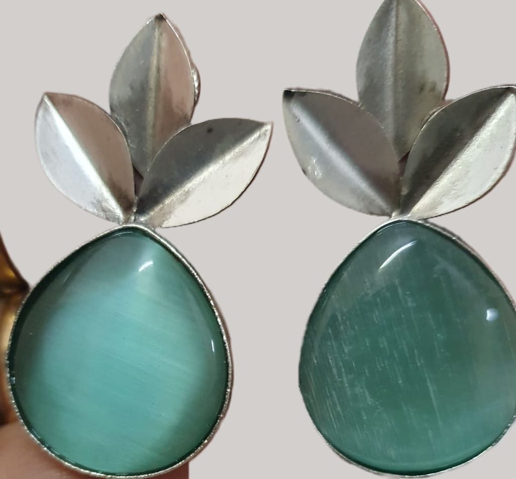 German Silver Oxidized Studs Earrings view 2