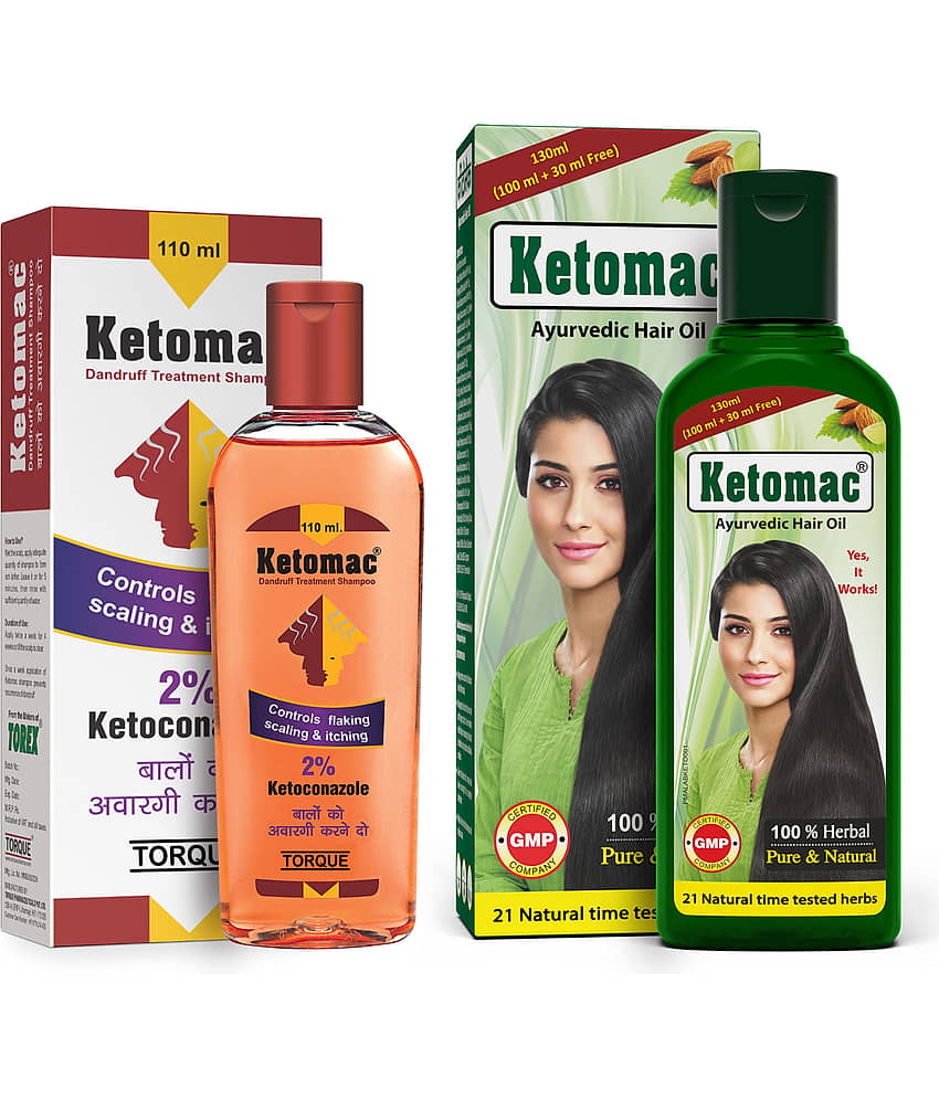 Ketomac Anti Dandruff Shampoo110ml With Ketomac Ayurvedic Anti Hair Fall Oil For Hair Growth 130ml