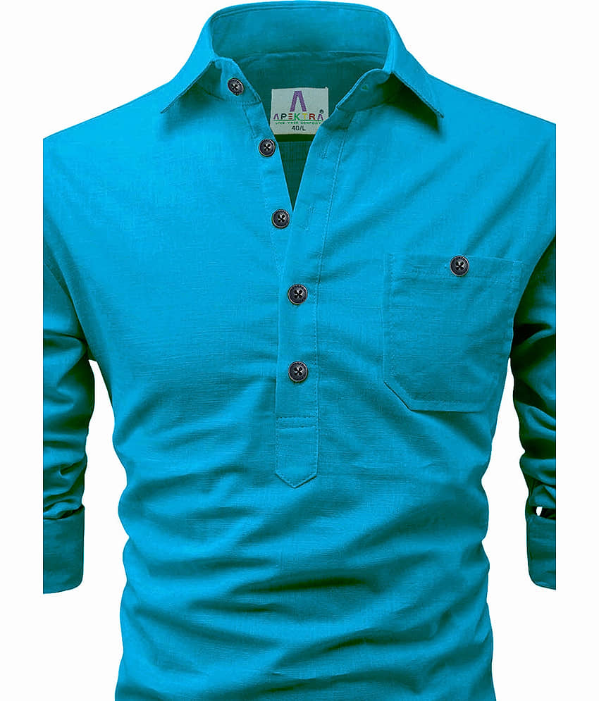 Apektra Peach Cotton Men's Shirt Style Kurta ( Pack of 1 ) view 2
