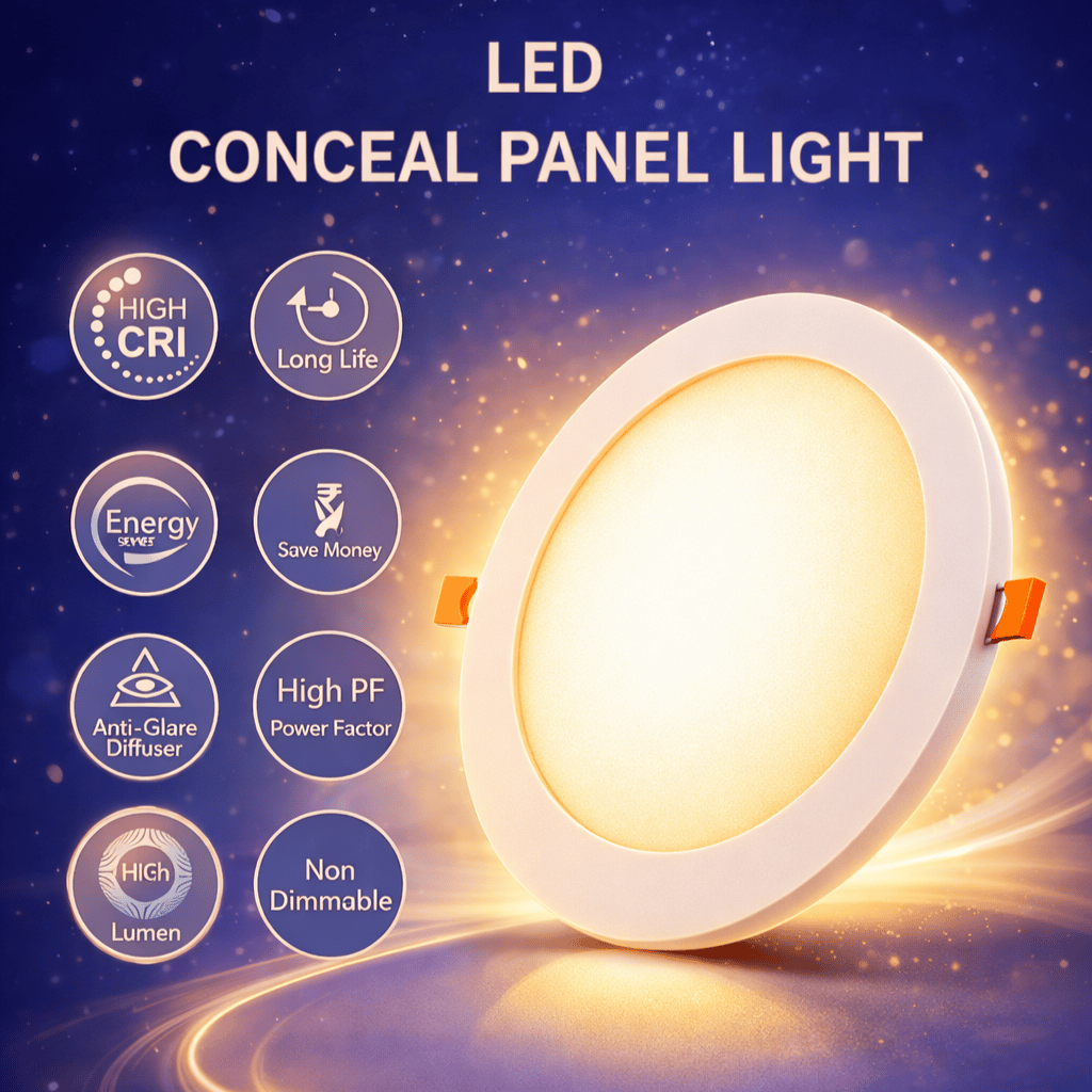 SPARKWORLD 22W Round LED Panel Light | Warm White Ceiling Downlight for Home, Office & Commercial Use view 2
