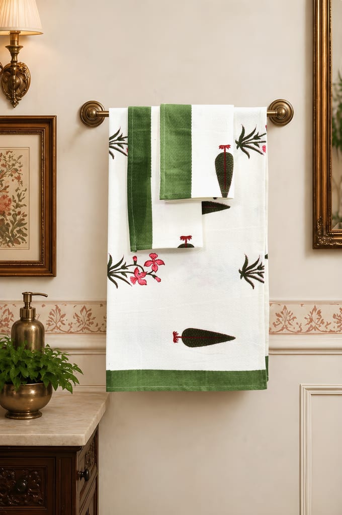 Printed Cotton Towel Set - 3 Pcs view 2