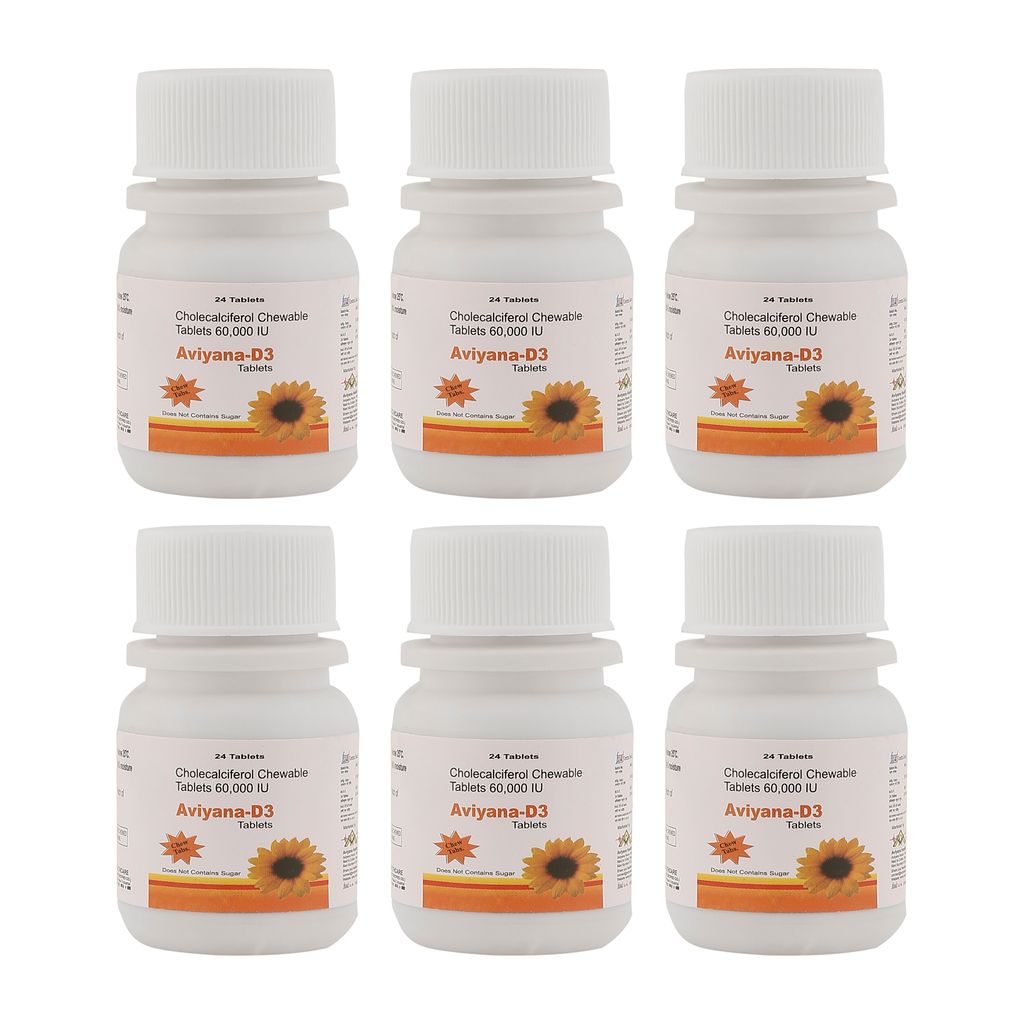 Aviyana Healthcare Vitamin D3 60000 IU | Chewable Cholecalciferol | Vitamin D Supplement | Women & Men - 24 Tables view 2