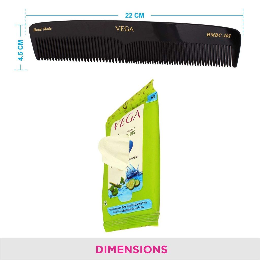 Vega Hand Made Black Comb/Aloevera Wet Wipes, 2 Pieces view 2