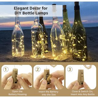 Pack of 4 LED Bottle Cork Lights - 6m Copper Wire String, Battery Operated, Mini Decorative Fairy Lights view 2
