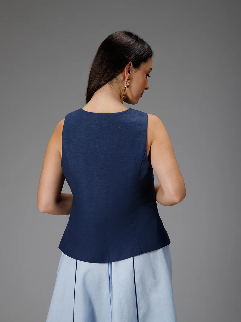 OCEAN - Sustainable Cotton Linen Waistcoat view 2