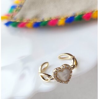 Trendy Gold - Plated Stainless Steel Heart Finger Ring view 2