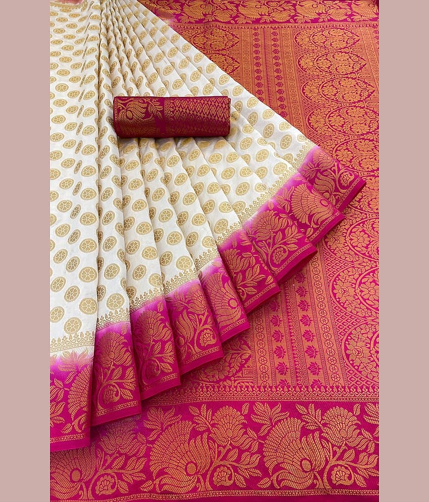 Prijari Banarasi Silk Woven Saree With Unstitched Blouse Piece ( Green )