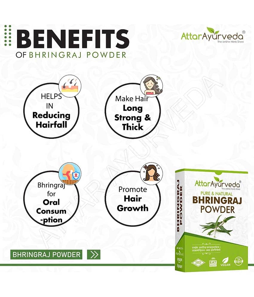 Attar Ayurveda Natural Bhringraj Powder for hair growth (100 Grams) view 2