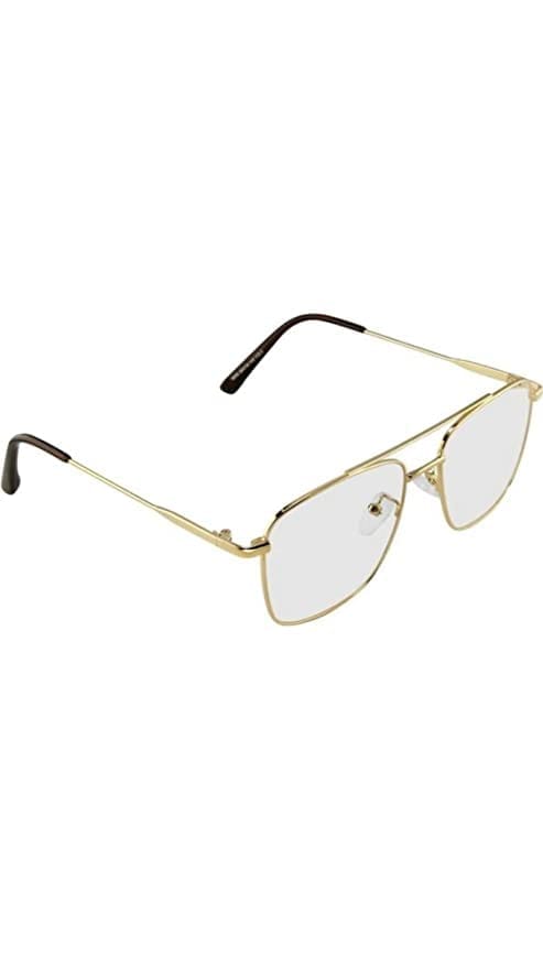 Jodykoes Stylish Blu Cut Anti Glare Metal Square Frame Spectacle Eyeglasses Eyewear (Gold) view 2