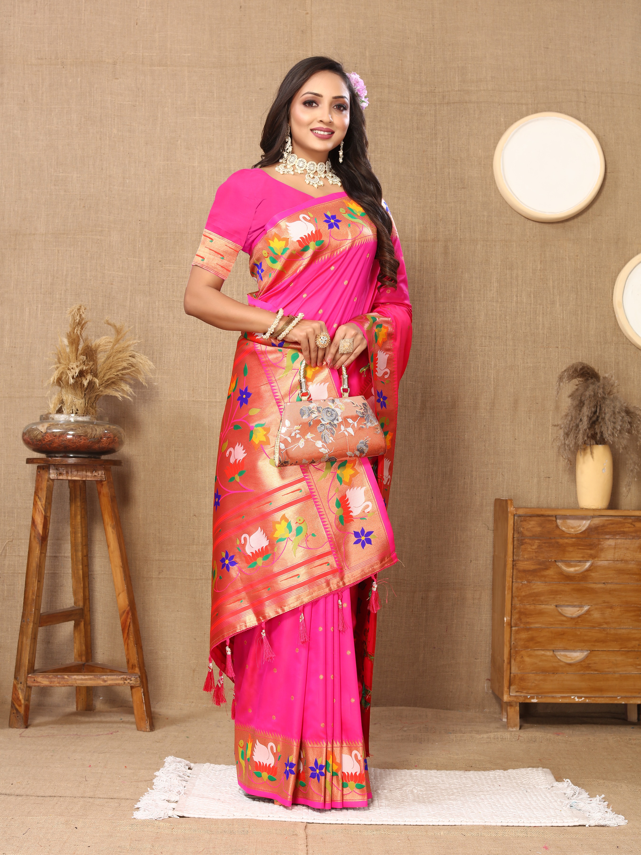 Soft Paithani silk saree with Meenakari weaw... view 2