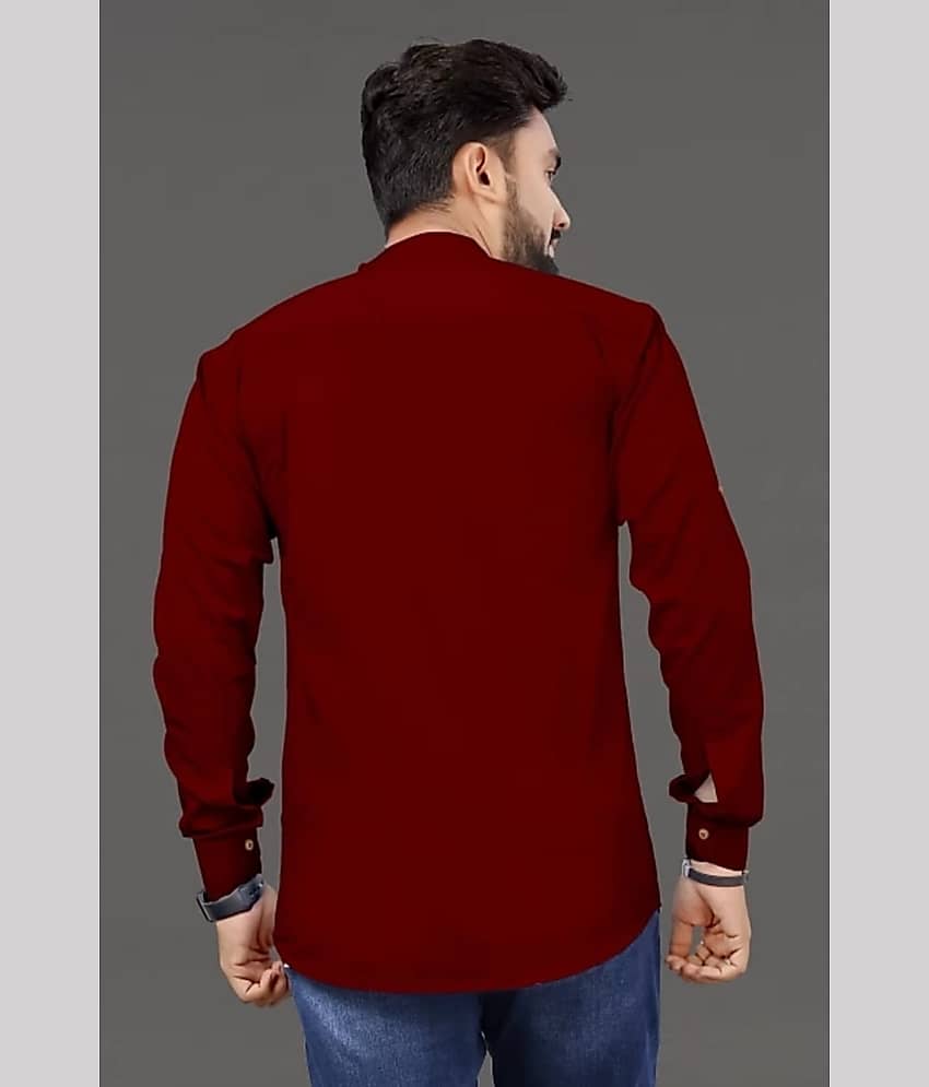 Nofilter Cotton Blend Plain Regular Kurta For Men ( Maroon ) view 2
