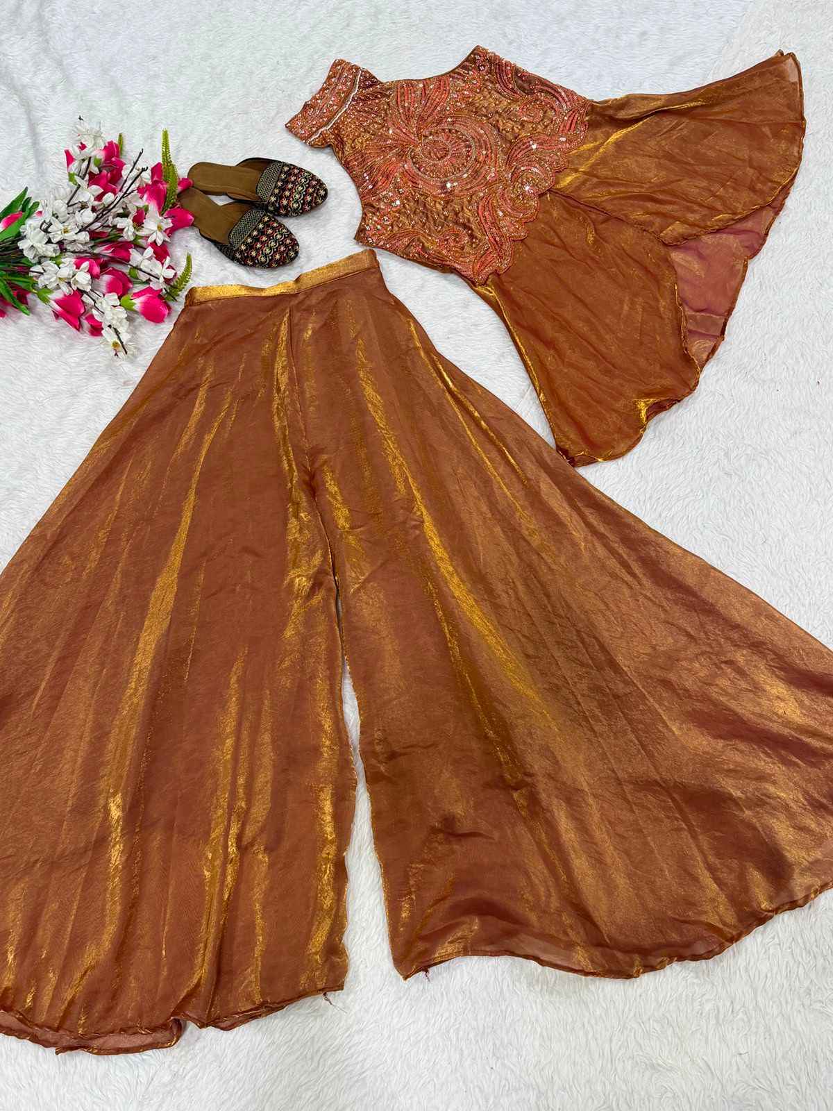 Fandy Silk Hand Work Sharara Set view 2