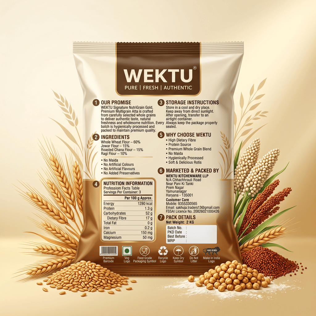 WEKTU Heritage Gold Multigrain Nutrition Blend Aata. view 2