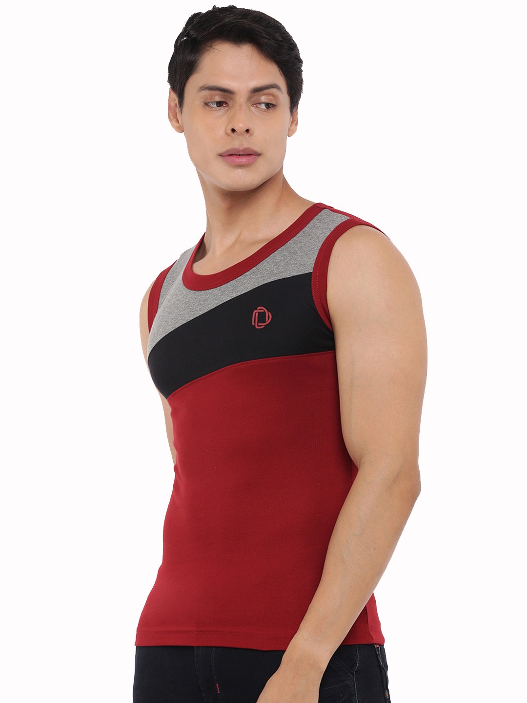Men's Assorted Pack of 3 Solid Combed Cotton Racerback Styled Gym Vest view 2