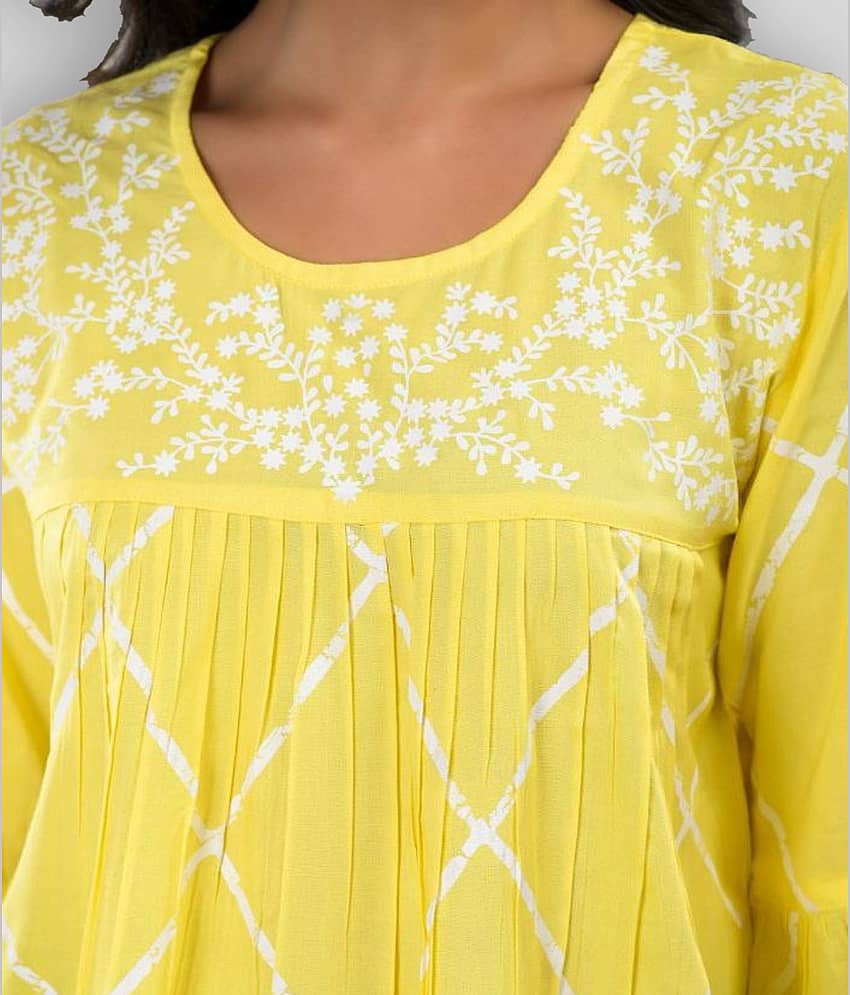 FABRR Women's Rayon A-Line Top ( Yellow ) view 2