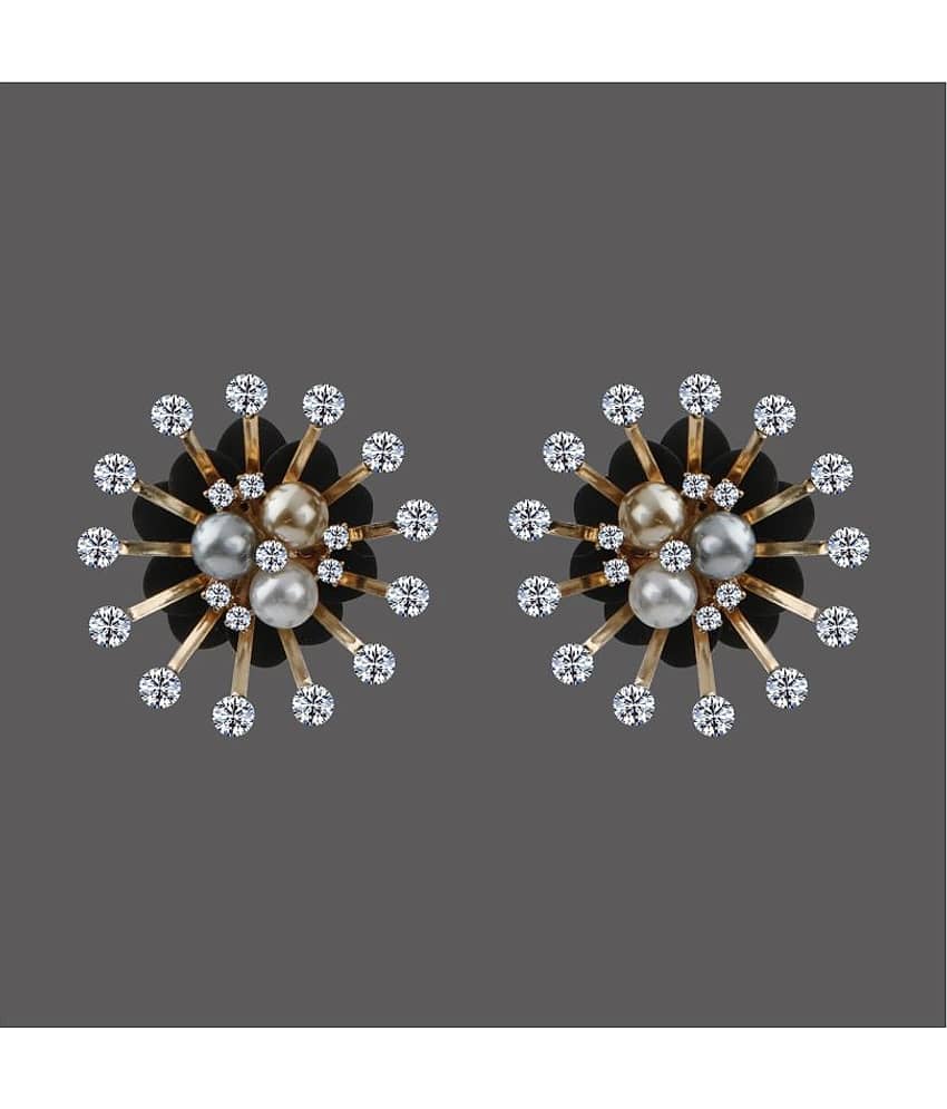 Silver Shine - Golden Stud Earrings ( Pack of 1 ) view 2