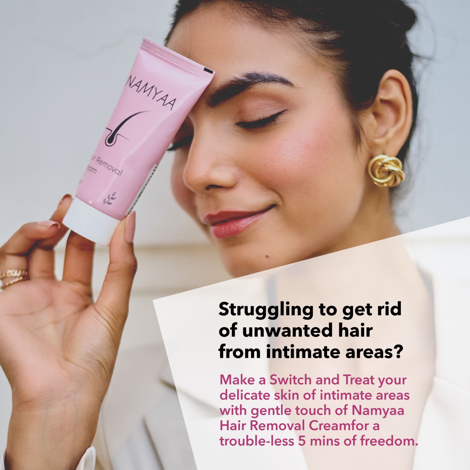 Namyaa Hair Removal Cream for Intimate Skin with Free Vitamin C Serum, 60 gram - Pack of 2 view 2