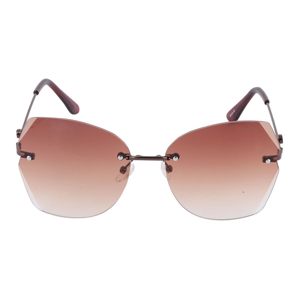 4Flaunt Rimless Stylish, Latest & Trending Vintage Oval Gradient Sunglasses For Women | 100% UV400 Protected (C2 - Brown) view 2