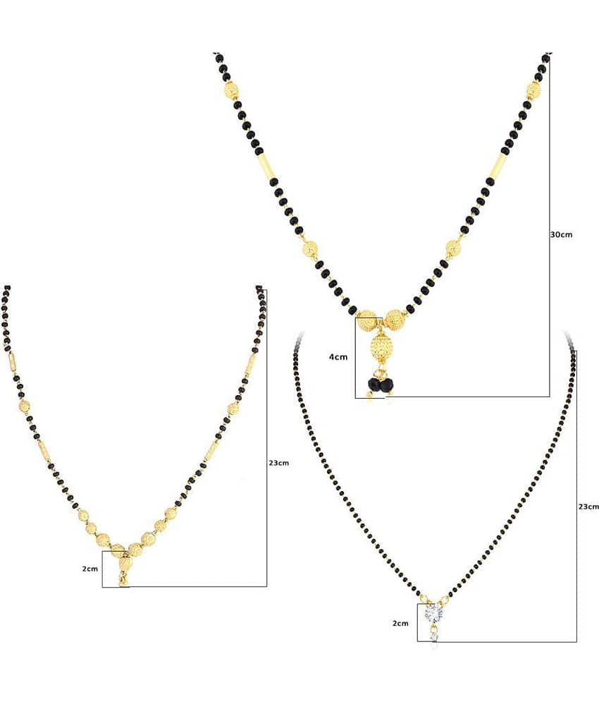 Sukkhi Sparkling Gold Plated Cz Solitaire Mangalsutra Combo For Women Pack Of 3 view 2