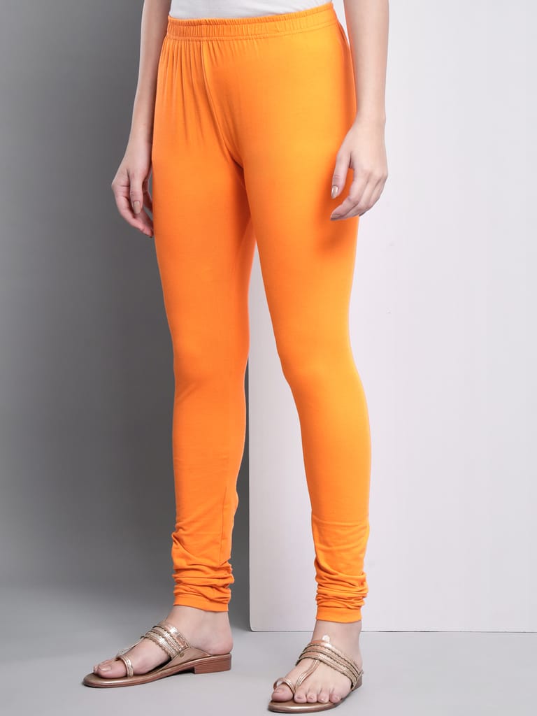 SOFT COLORS Women's Skinny Fit Ethnic Wear Churidar Leggings (Orange) view 2
