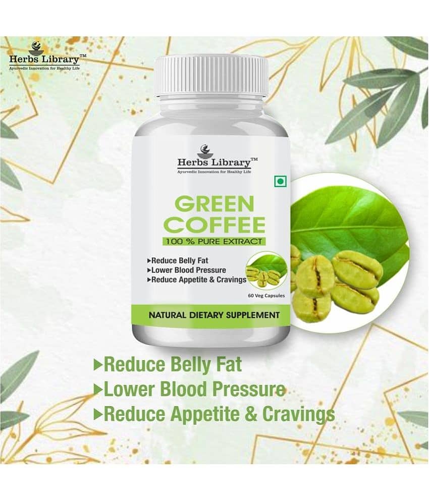 Herbs Library Green Coffee Beans Capsules Weight Loss for Men & Women 60 Capsules Each (Pack of 3) view 2