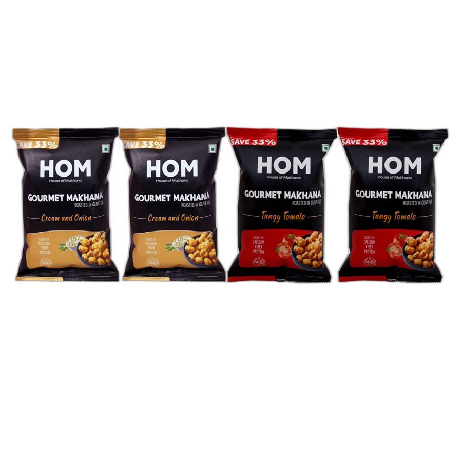 Gourmet Makhana (Pack of 4) with flavors of 2 Cream & Onion and 2 Tangy Tomato (14g x 4 ) - 56 gm view 2