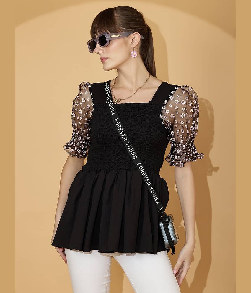 Sheetal associates Women's Crepe Regular Top ( Black ) view 2