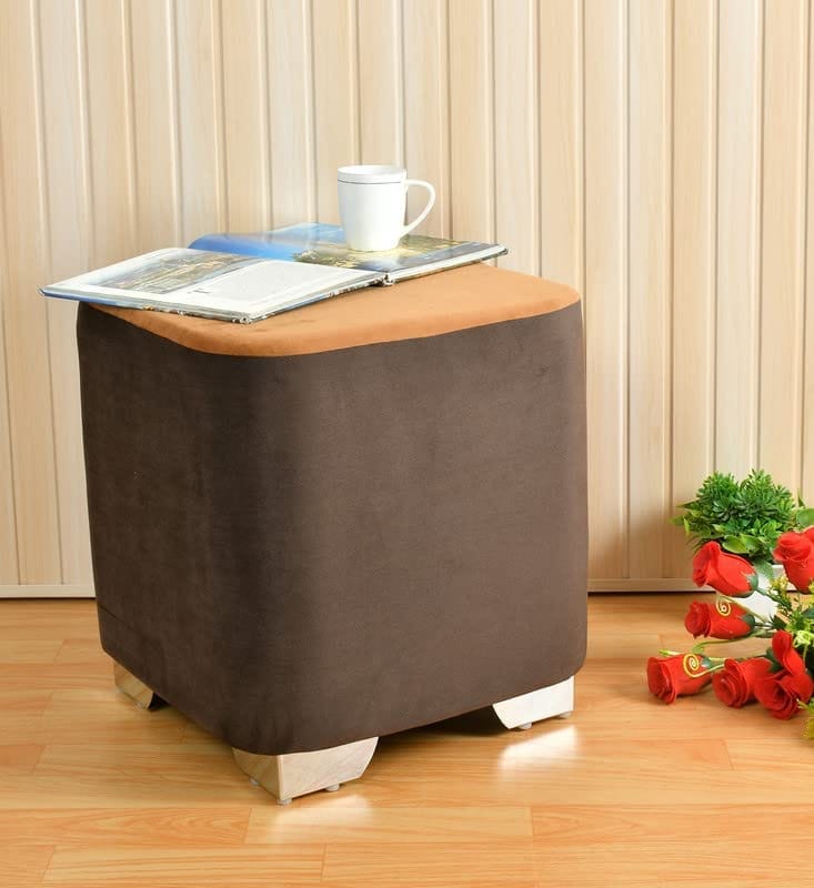 ShadowKart Ottoman Pouffes Sitting Stool for Living Room Furniture Wooden Footstools Puff Mudda Footrest Pouff for Office Home Decor, Combo view 2